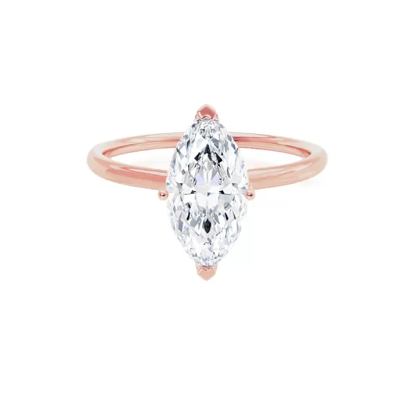 LULU Marquise Lab Diamond 18k Rose Gold Petite Solitaire