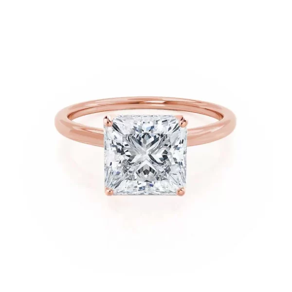 LULU Princess Lab Diamond 18k Rose Gold Petite Solitaire