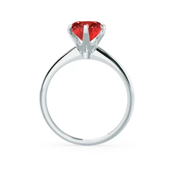 LILLIE Chatham® Ruby 18k White Gold 6 Prong Knife Edge Solitaire Ring - Image 2