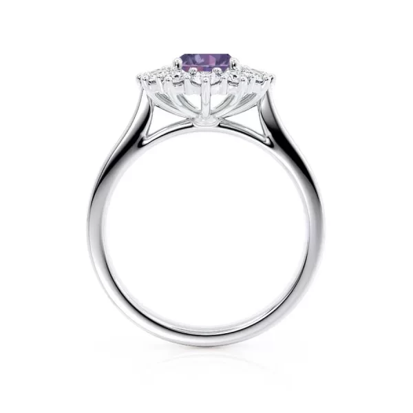 DIANA Chatham® Alexandrite & Lab Diamond 18k White Gold Halo - Image 2