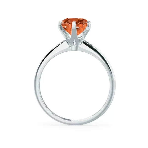 LILLIE Chatham® Padparadscha Sapphire 18k White Gold 6 Prong Knife Edge Solitaire Ring - Image 2