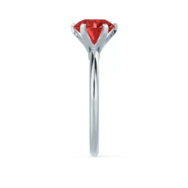 LILLIE Chatham® Ruby 18k White Gold 6 Prong Knife Edge Solitaire Ring - Image 3