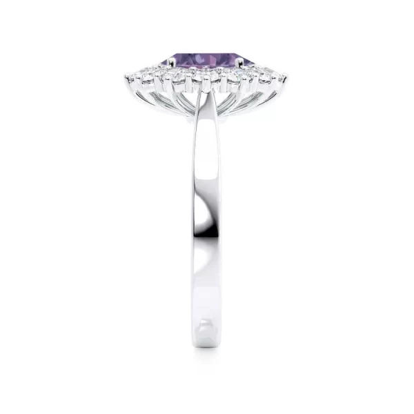 DIANA Chatham® Alexandrite & Lab Diamond 18k White Gold Halo - Image 3