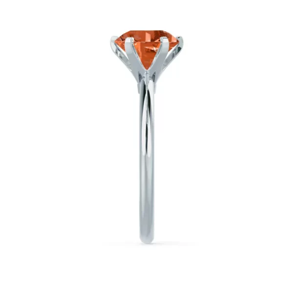 LILLIE Chatham® Padparadscha Sapphire 18k White Gold 6 Prong Knife Edge Solitaire Ring - Image 3