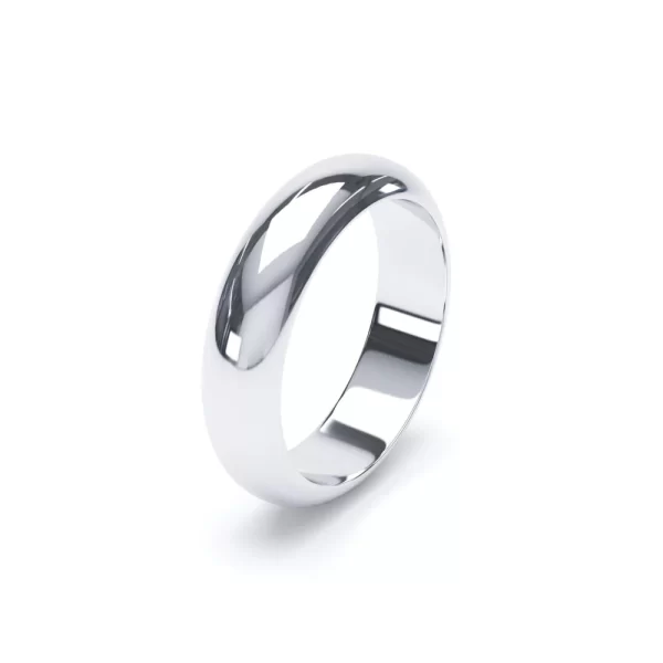 D Shape Profile Wedding Ring 18k White Gold - Image 3