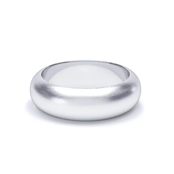 D Shape Satin Polish Wedding Ring 18k White Gold - Image 3