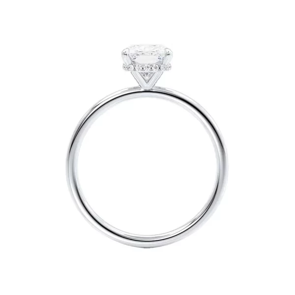 PARIS Oval Moissanite & Diamond 18k White Gold Hidden Halo - Image 2