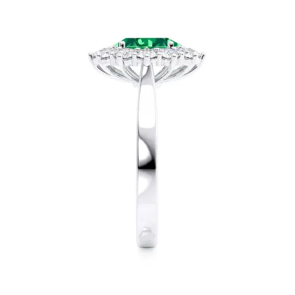 DIANA Chatham® Emerald & Lab Diamond 18k White Gold Halo - Image 2