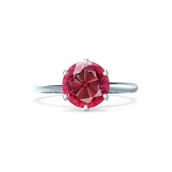 LILLIE Chatham® Ruby 18k White Gold 6 Prong Knife Edge Solitaire Ring - Image 4