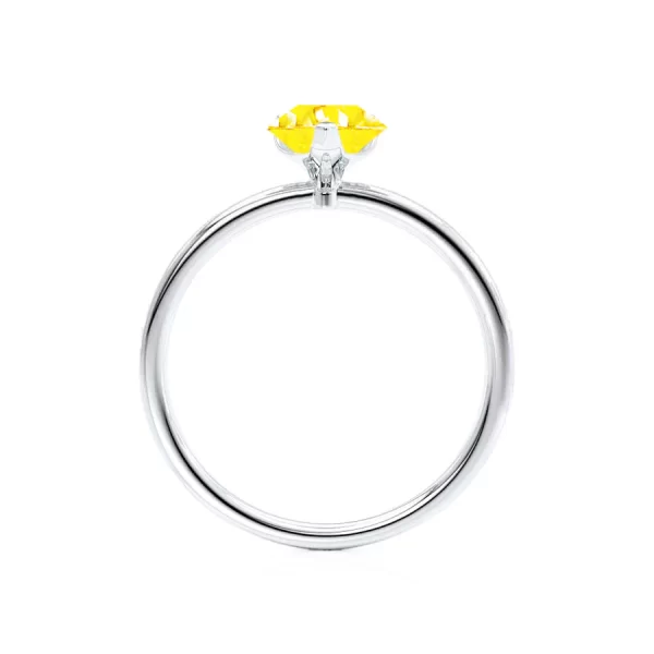 LULU Chatham® Pear Yellow Sapphire 18k White Gold Petite Solitaire Ring - Image 3