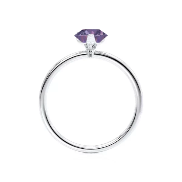 LULU Chatham® Pear Alexandrite 18k White Gold Petite Solitaire Ring - Image 3