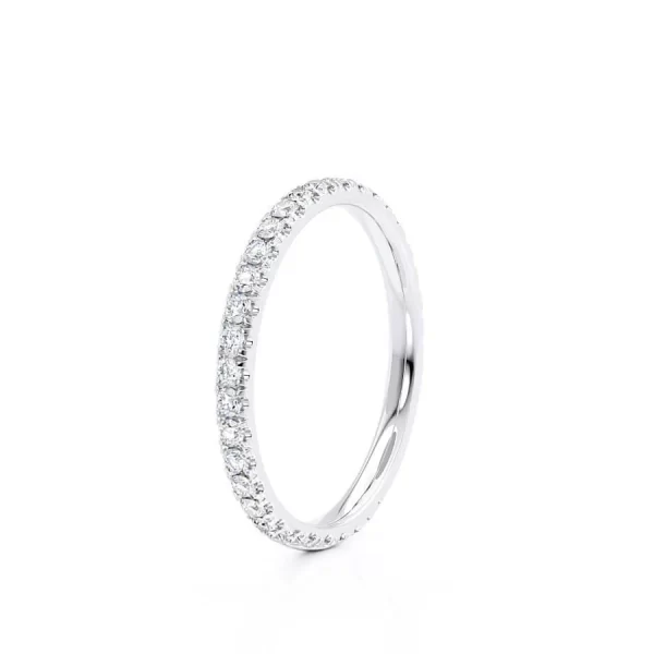 EMBER Lab Diamond Court Pavé 18k White Gold Eternity Wedding Band - Image 2