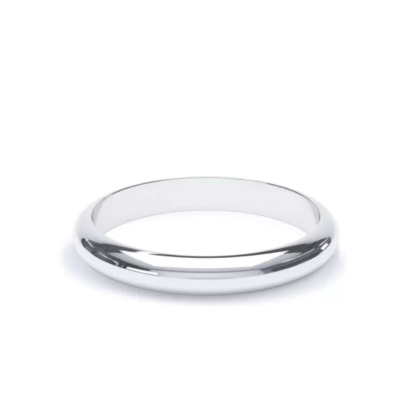 D Shape Profile Wedding Ring 18k White Gold - Image 4