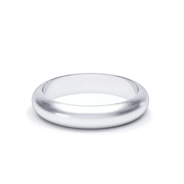 D Shape Satin Polish Wedding Ring 18k White Gold - Image 4