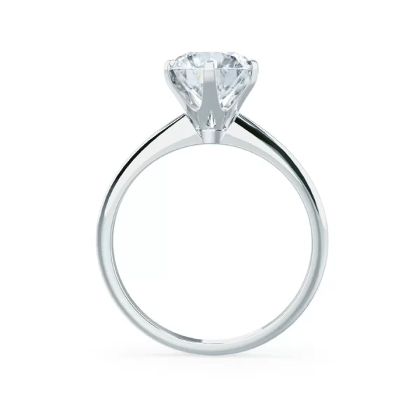 LILLIE Round Moissanite 18k White Gold 6 Prong Knife Edge Solitaire Ring - Image 2