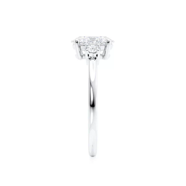 LOUELLA Moissanite Oval Petite Trilogy Engagement Ring 18k White Gold - Image 2