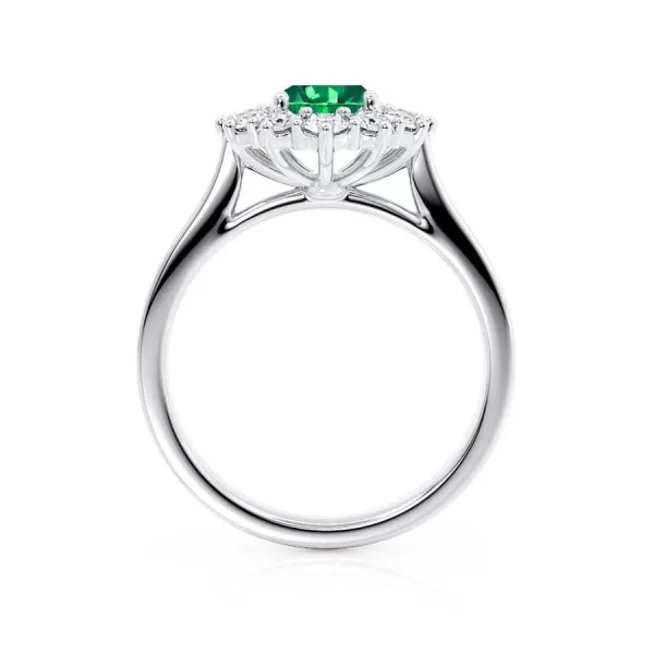 DIANA Chatham® Emerald & Lab Diamond 18k White Gold Halo - Image 3