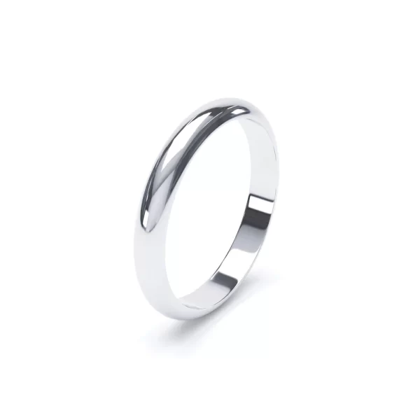 D Shape Profile Wedding Ring 18k White Gold - Image 5