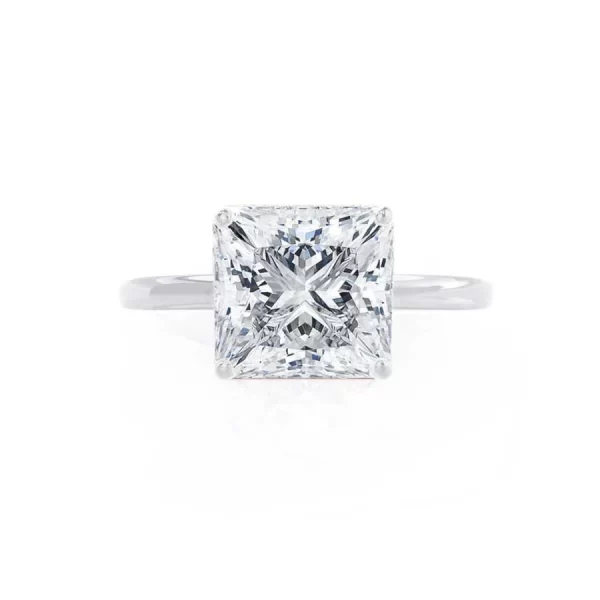 LULU Princess Lab Diamond 18k White Gold Petite Solitaire - Image 5