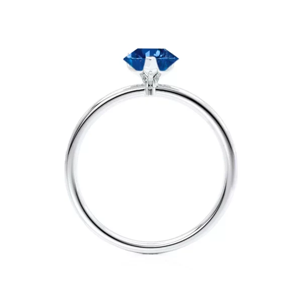 LULU Chatham® Pear Blue Sapphire 18k White Gold Petite Solitaire Ring - Image 4