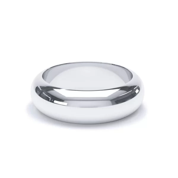 D Shape Profile Wedding Ring 18k White Gold - Image 6