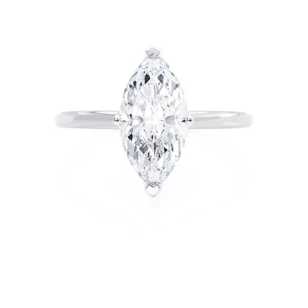 LULU Marquise Lab Diamond 18k White Gold Petite Solitaire - Image 6