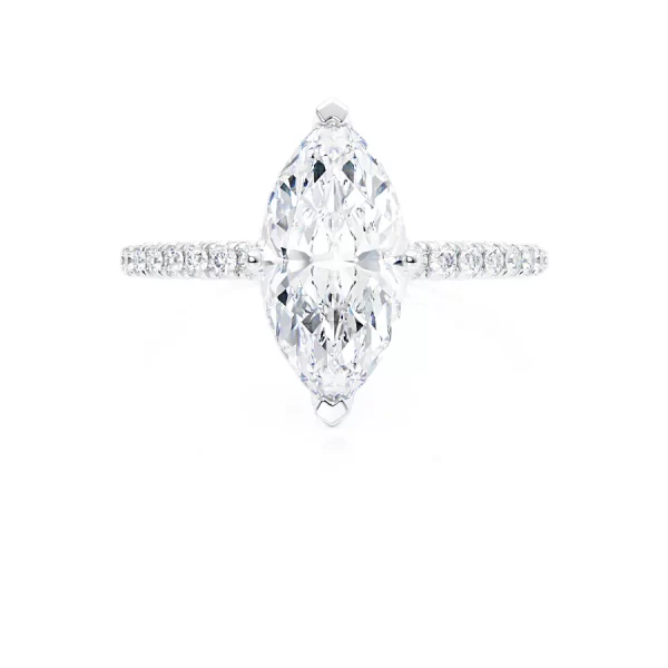 MACY Marquise Lab Diamond 18k White Gold Petite Solitaire - Image 6