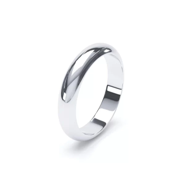 D Shape Profile Wedding Ring 18k White Gold - Image 7