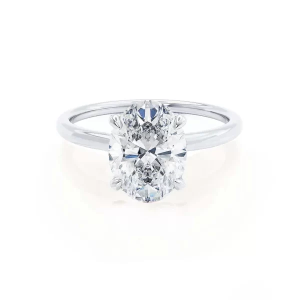 PARIS Oval Moissanite & Diamond 18k White Gold Hidden Halo - Image 5