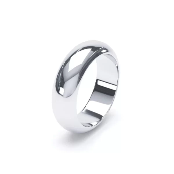 D Shape Profile Wedding Ring 18k White Gold - Image 9