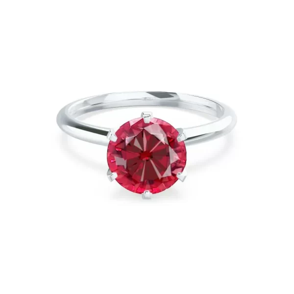 LILLIE Chatham® Ruby 18k White Gold 6 Prong Knife Edge Solitaire Ring