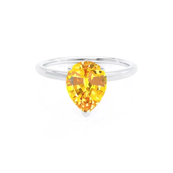 LULU Chatham® Pear Yellow Sapphire 18k White Gold Petite Solitaire Ring