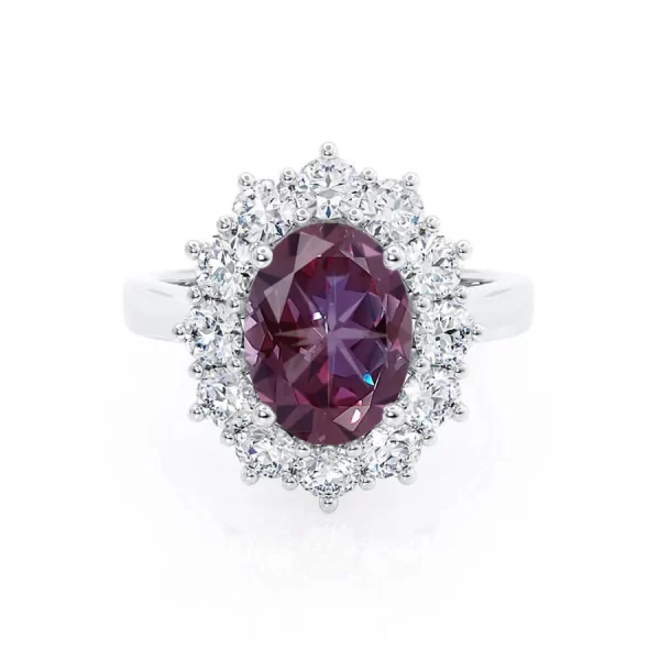 DIANA Chatham® Alexandrite & Lab Diamond 18k White Gold Halo