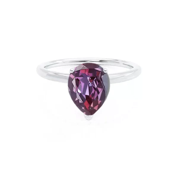 LULU Chatham® Pear Alexandrite 18k White Gold Petite Solitaire Ring