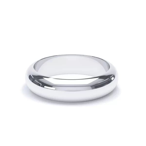 D Shape Profile Wedding Ring 18k White Gold