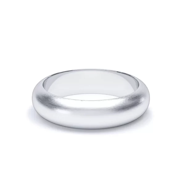 D Shape Satin Polish Wedding Ring 18k White Gold