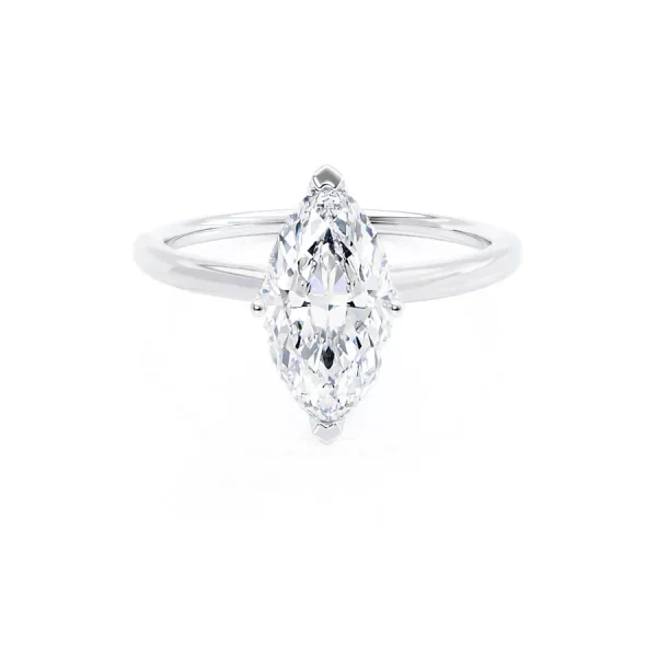 LULU Marquise Lab Diamond 18k White Gold Petite Solitaire