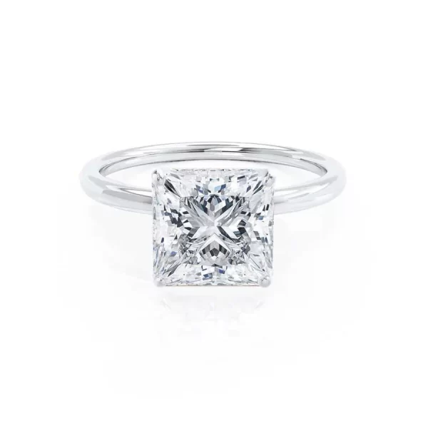 LULU Princess Lab Diamond 18k White Gold Petite Solitaire