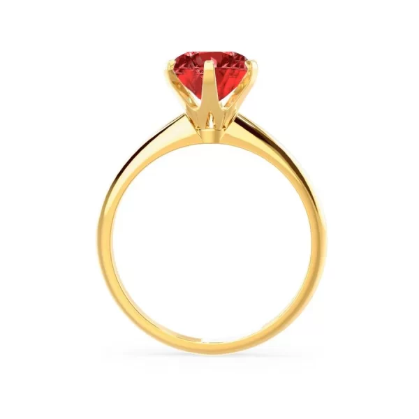 LILLIE Chatham® Ruby 18k Yellow Gold 6 Prong Knife Edge Solitaire Ring - Image 3