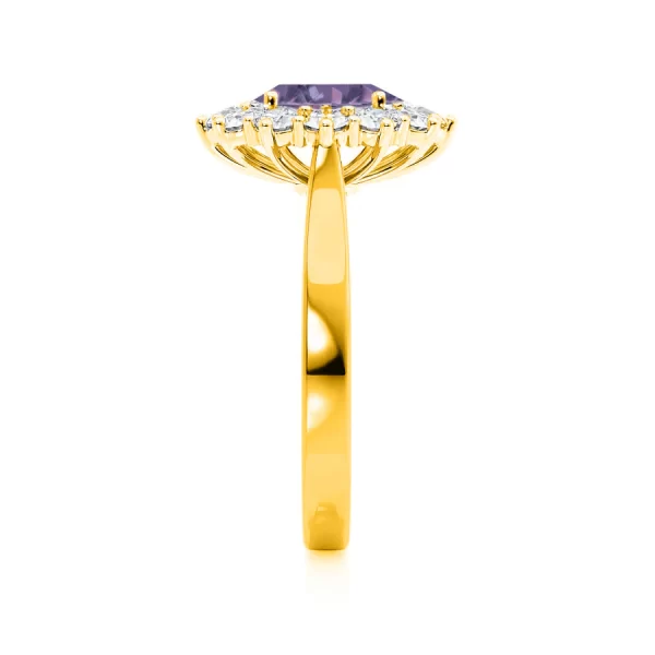 DIANA Chatham® Alexandrite & Lab Diamond 18k Yellow Gold Halo - Image 2