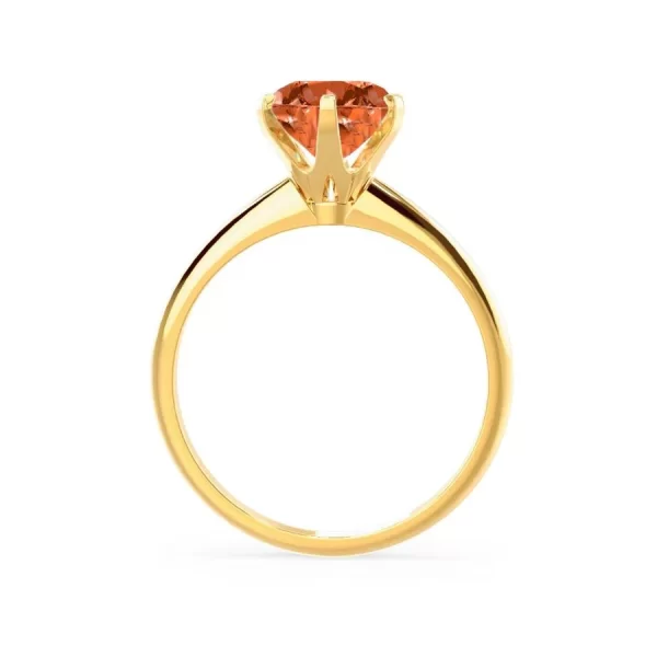 LILLIE Chatham® Padparadscha Sapphire 18k Yellow Gold 6 Prong Knife Edge Solitaire Ring - Image 2