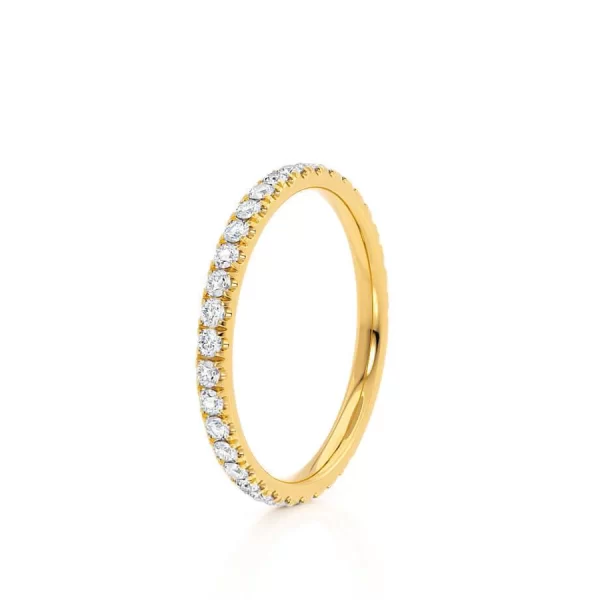 EMBER Lab Diamond Court Pavé 18k Yellow Gold Eternity Wedding Band - Image 2