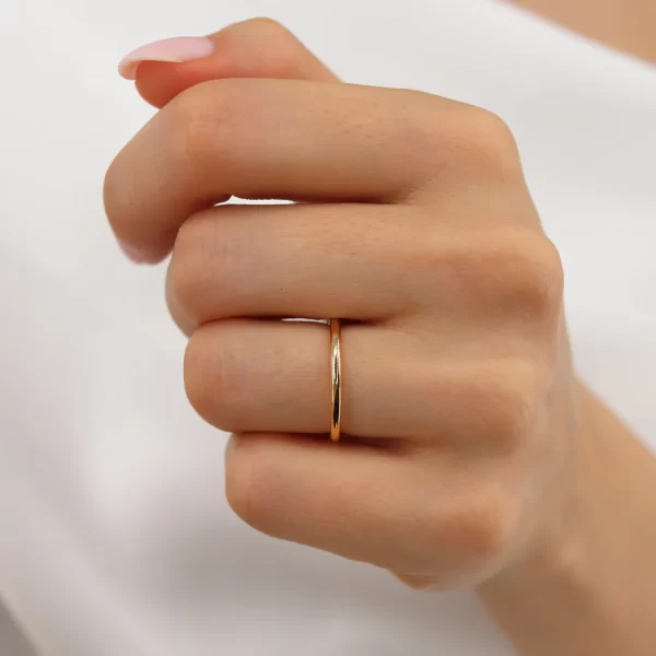 Petite Plain Wedding Ring 18k Yellow Gold - Image 2