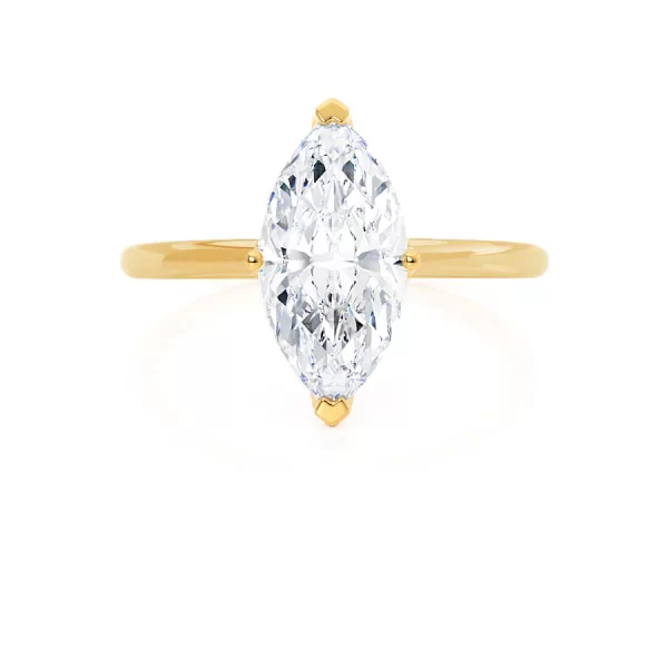 LULU Marquise Lab Diamond 18k Yellow Gold Petite Solitaire - Image 2