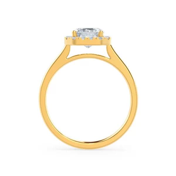 EVALINA Emerald Moissanite & Diamond 18k Yellow Halo Ring - Image 2