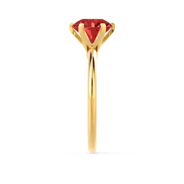 LILLIE Chatham® Ruby 18k Yellow Gold 6 Prong Knife Edge Solitaire Ring - Image 4