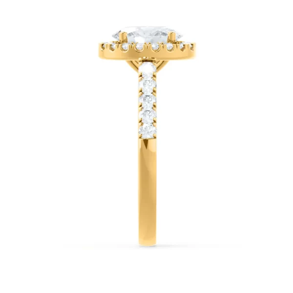 ROSA Oval Moissanite & Diamond 18k Yellow Gold Halo Ring - Image 2