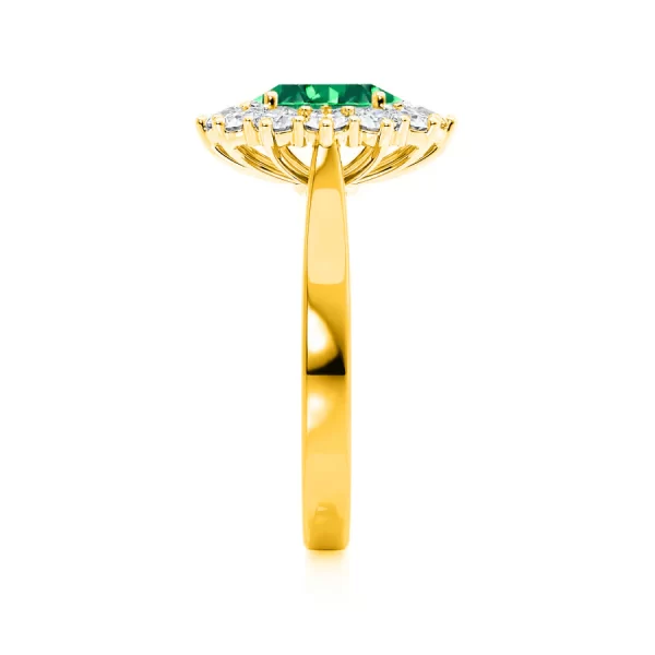 DIANA Chatham® Emerald & Lab Diamond 18k Yellow Gold Halo - Image 2