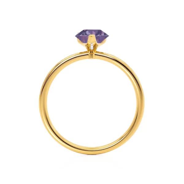 LULU Chatham® Pear Alexandrite 18k Yellow Gold Petite Solitaire Ring - Image 4