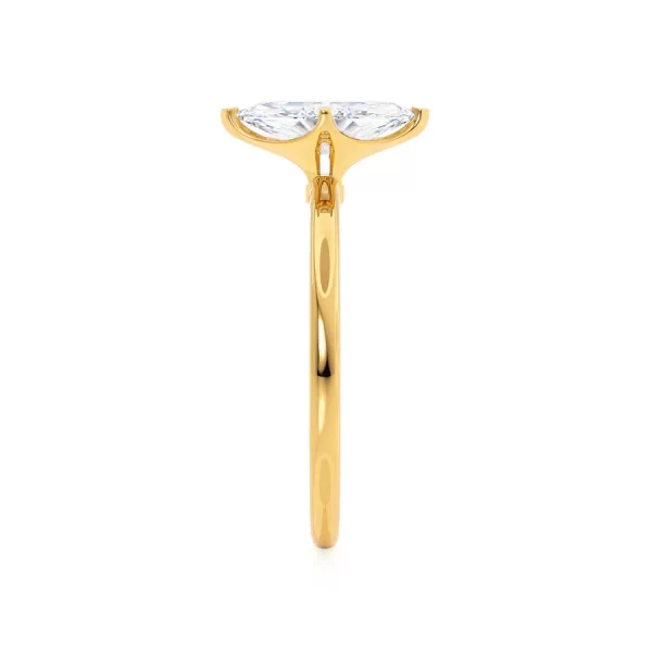 LULU Marquise Lab Diamond 18k Yellow Gold Petite Solitaire - Image 4